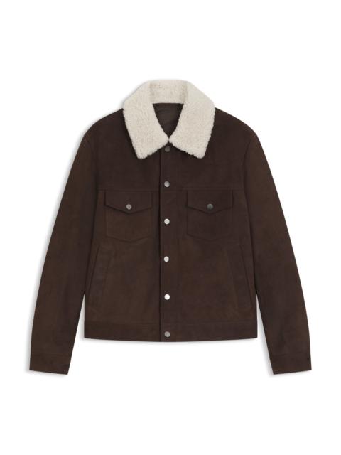 BOSS BECKHAM X BOSS LEATHER JACKET WITH FUR COLLAR