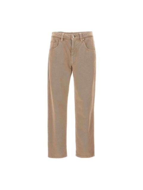 Brunello Cucinelli Brunello Cucinelli Wocoffee Cream Cotton Straight Trousers