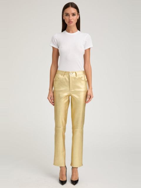 SPRWMN METALLIC GOLD LEATHER 5 POCKET ANKLE SLIM STRAIGHT