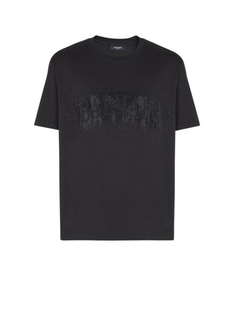 Balmain T-shirt with embroidered crystal spray effect