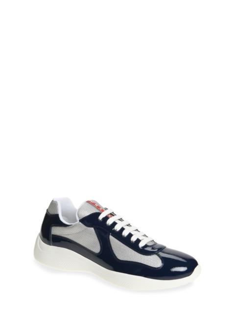 Prada Prada America's Cup Vernice Bike Low Top Sneaker in Royal/Argento at Nordstrom