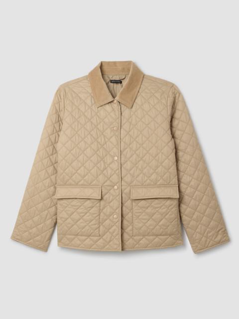 EILEEN FISHER Eggshell Recycled Nylon Quilted Classic Collar Jacket