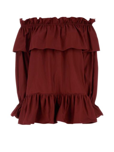 Saint Laurent Women Tiziano Red Twill Mini Dress