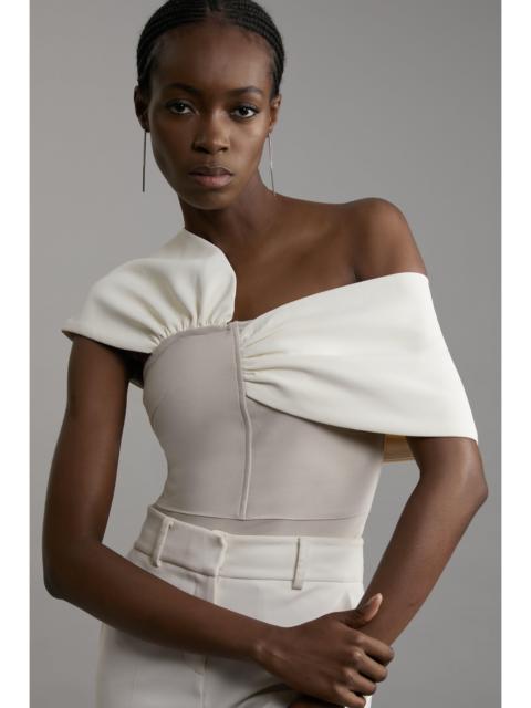 KAREN MILLEN Figure Form Bandage Knit Asymmetric Strap Top