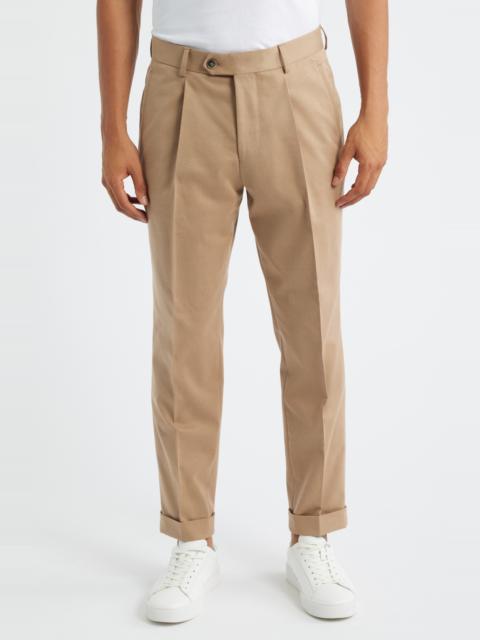 BOSS BOSS Peet Pleated Virgin Wool Dress Pants in Medium Brown at Nordstrom
