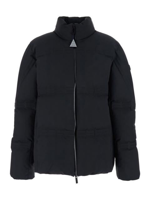 Moncler Moncler Genius Men 'Rally' Black Down Jacket With Slogan Print On The Collar And Logo Patch On The S