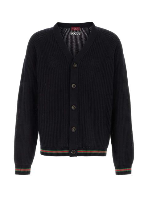 GUCCI Gucci Men Midnight Blue Crochet Cardigan