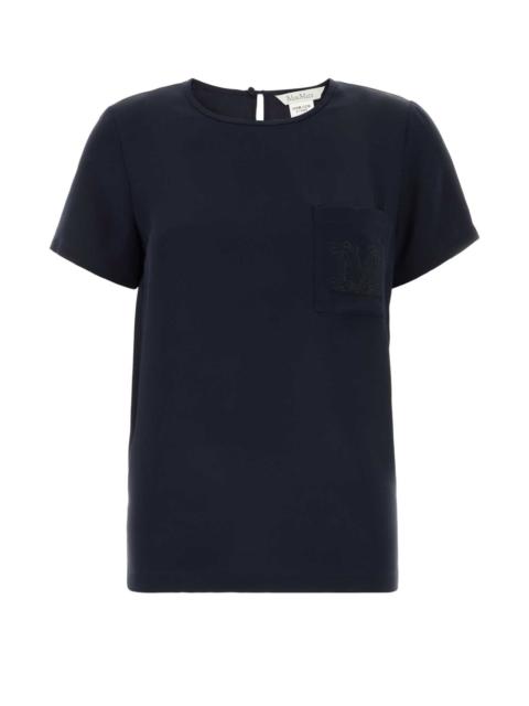 Max Mara Max Mara Women Navy Blue Silk Pagano T-Shirt