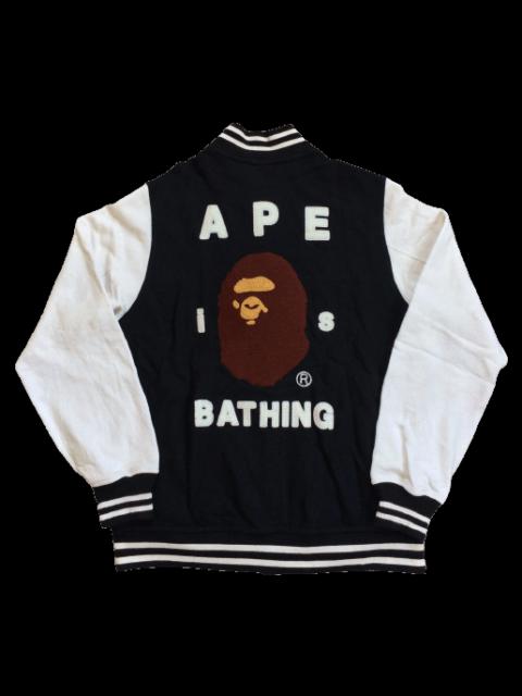 A BATHING APE® OG Bape Ape is Bathing Embroidered Varsity Bomber Jacket