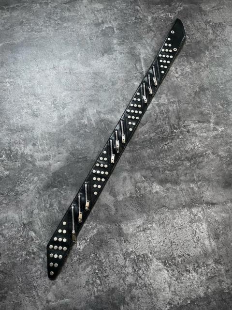 SAINT LAURENT Saint Laurent Multi-Zipper Studded Biker Black Belt