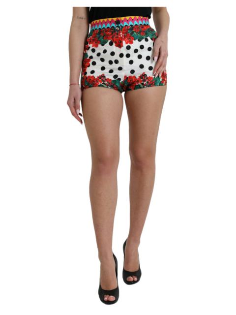 Dolce & Gabbana Multicolor Silk High Waist Hot Pants