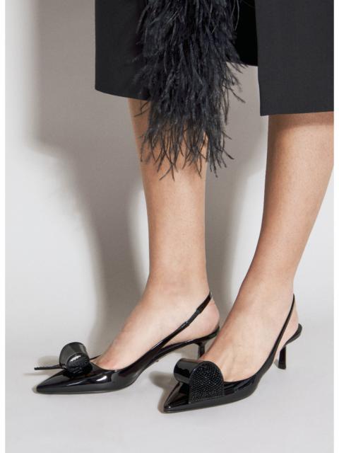 Prada Prada Women Patent Leather Slingback Kitten Heels