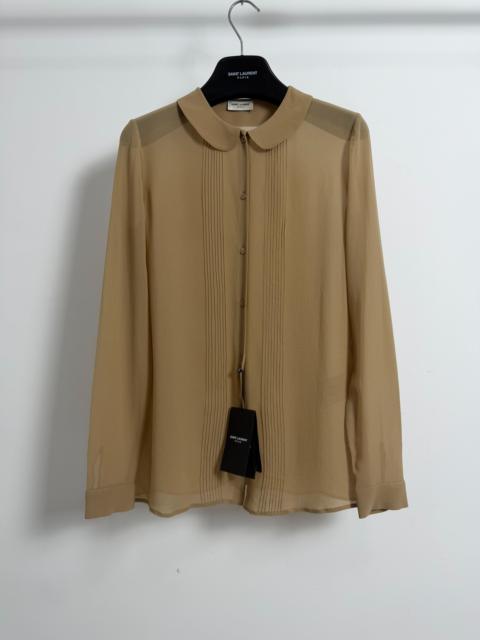 SAINT LAURENT Saint Laurent Slp13fw Silk Peter Pan Collar Accordion Shirt