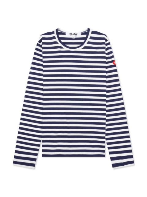 Comme des Garçons PLAY COMME DES GARCONS PLAY X THE ARTIST INVADER WOMEN'S STRIPED L/S TEE - BLUE/WHITE