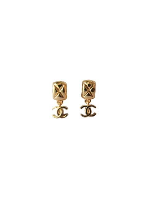 CHANEL Chanel CC Interlocking Cushion Square Earrings Metal Gold