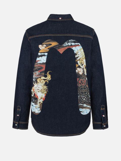 EVISU Hakutaku Daicock Printed Regular Fit Denim Shirt