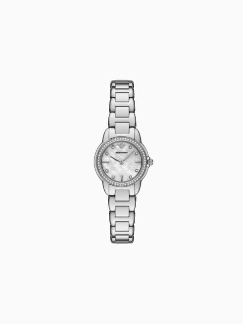 EMPORIO ARMANI TWO-HAND STAINLESS STEEL WATCH