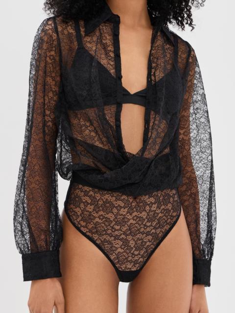 KIKI DE MONTPARNASSE Petite Fleur Crossover Thong Bodysuit