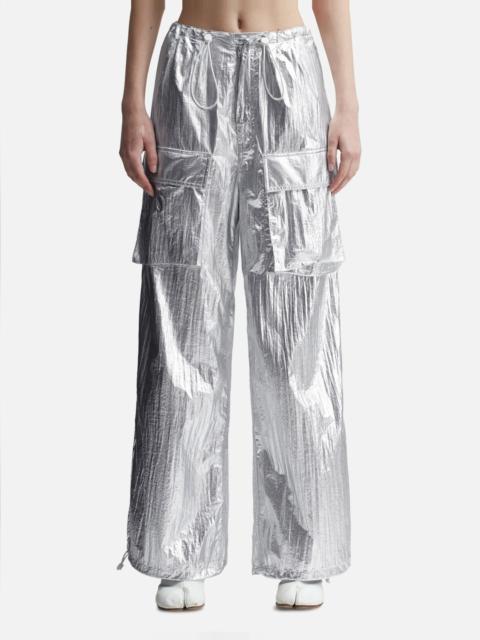 MM6 Maison Margiela SILVER TYVEK WIDE-LEG TROUSERS
