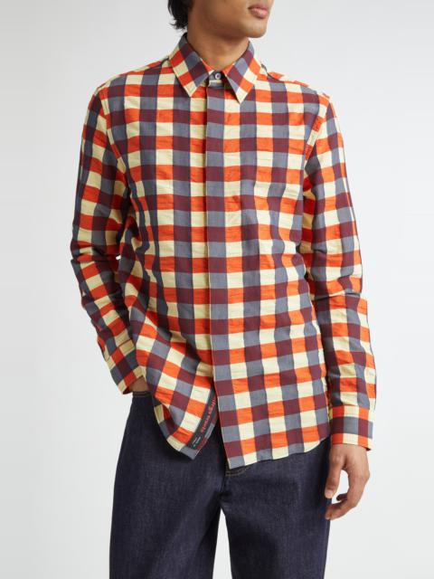 Bottega Veneta Bottega Veneta Macro Gingham Cotton Button-Up Shirt in Banana/Tulip/Wave at Nordstrom