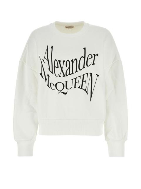 Alexander Mcqueen Woman White Cotton Sweatshirt