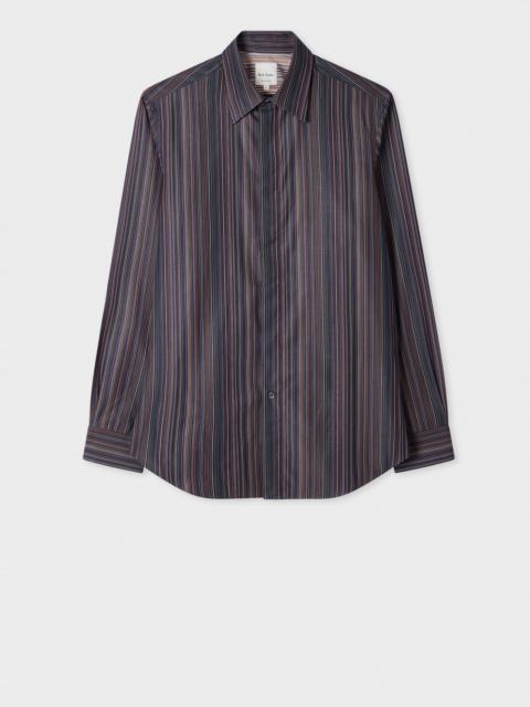 Paul Smith Slim-Fit Navy 'Signature Stripe' Fly Front Shirt