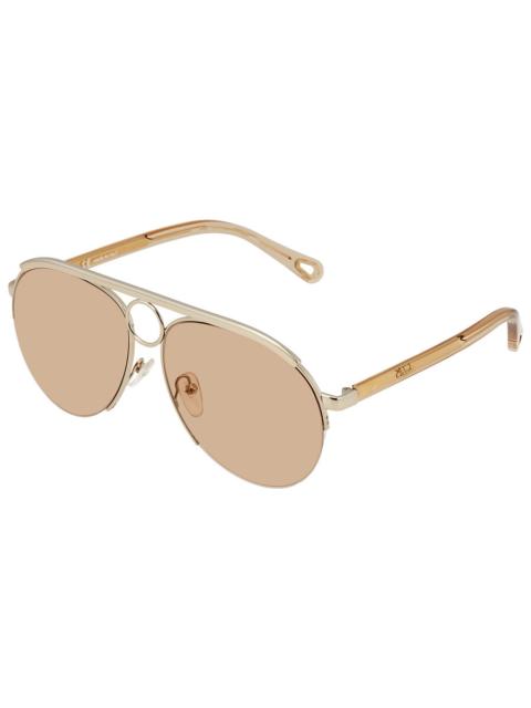 Chloé Chloe Rose Gold Pilot Ladies Sunglasses CE152S 841 59 14