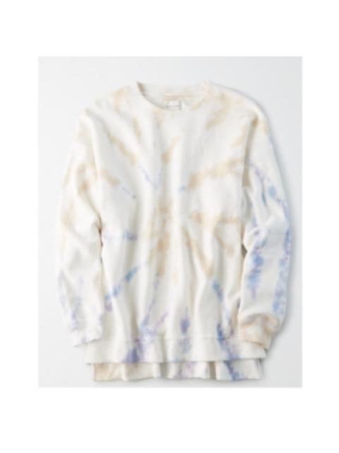 Other Designers American Eagle Outfitters - AE Fleece Crewneck Pastel Tie Dye Tunic Sweatshirt