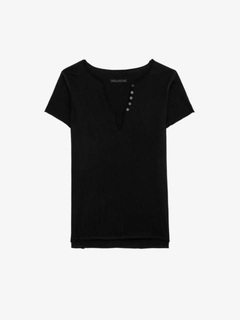 Zadig & Voltaire Tuni Diamante Wings Henley T-shirt