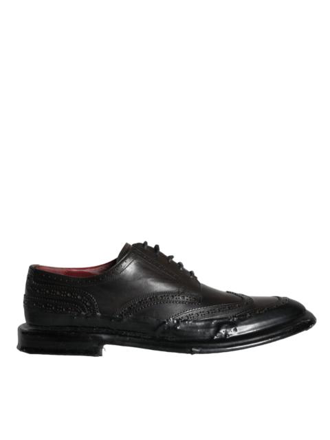 Dolce & Gabbana Dolce & Gabbana Black Leather Oxford Wingtip Formal Men Shoes