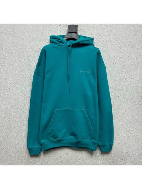 BALENCIAGA Balenciaga FW21 Peacock Blue Embroidered Small Logo Hooded Sweater