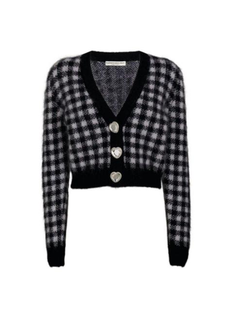 Alessandra Rich Embellished Check Mohair Cardigan
