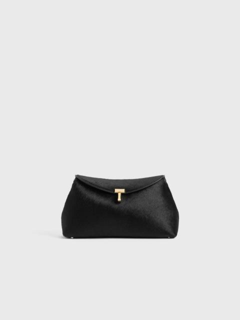 TOTEME T-lock pony hair clutch black