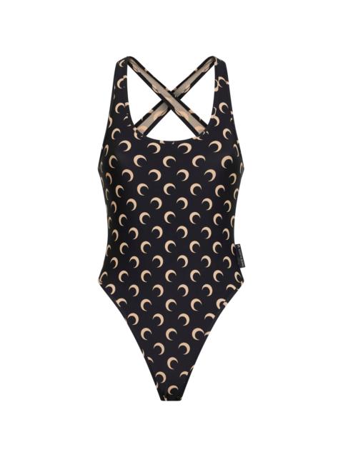 Marine Serre Marine Serre Women Black Jersey Moon One-Piece Swimsuit