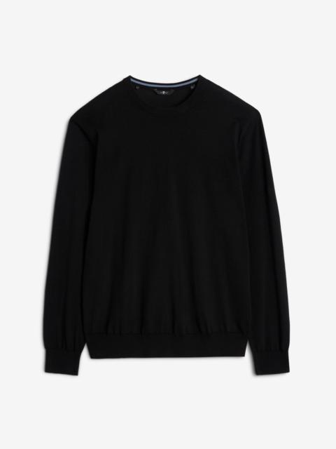 7 For All Mankind Classic Cotton Long Sleeve Sweater in Black