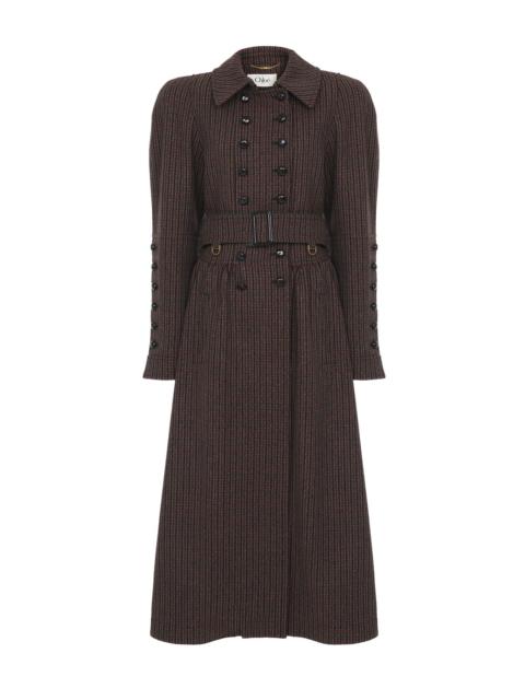 Chloé DOUBLE-BREASTED RIDING COAT IN HOUNDSTOOTH WOOL