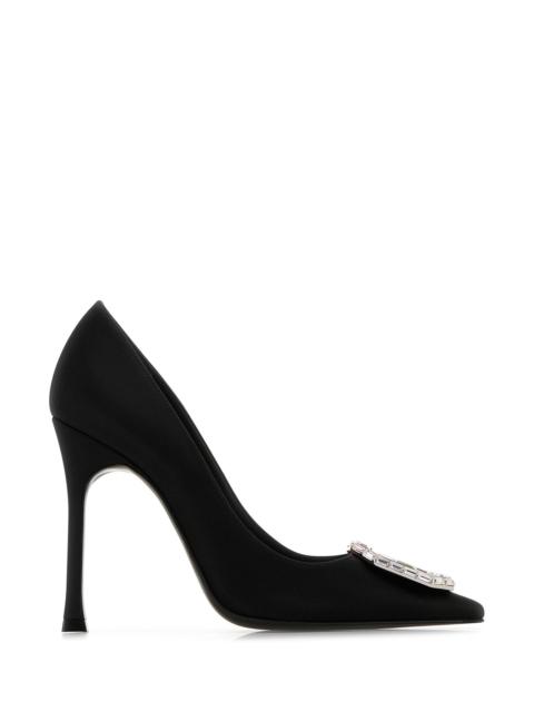 Amina Muaddi Black satin Camelia 105 pumps
