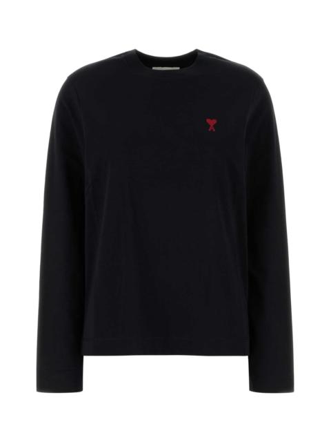 AMI Paris Ami Women Black Cotton T-Shirt