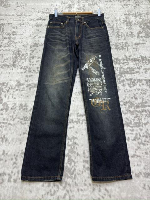 Hysteric Glamour Vintage Nylaus Printed Poem Acid Wash Denim Jeans Y2K Japan