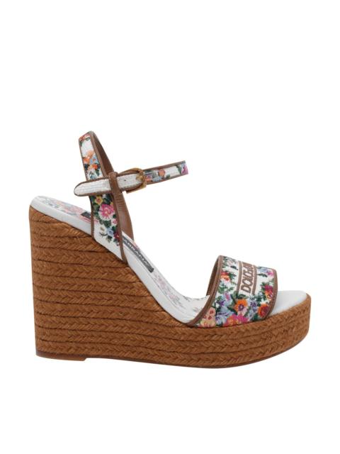 Dolce & Gabbana Dolce&Gabbana Women Logo Wedged Sandals With Embroidered Wire