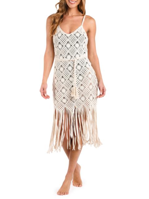 L'AGENCE L'AGENCE Haleigh Diamond Crocheted Cover-Up Dress in Natural at Nordstrom