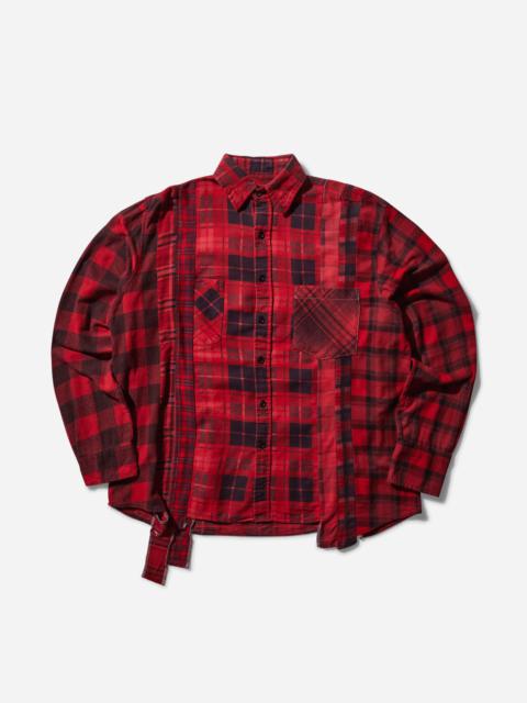 7 Cuts Flannel Shirt Over Dye Red