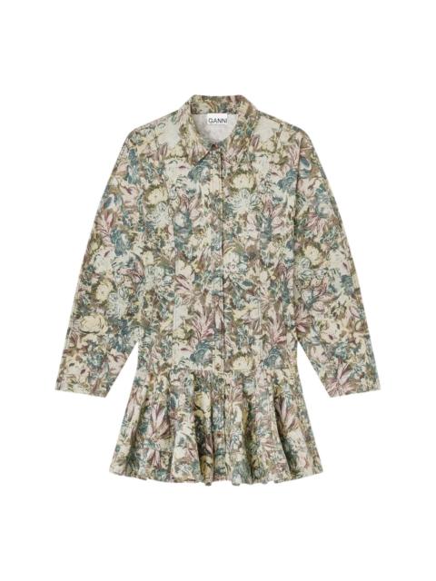 GANNI Printed Stretch Cotton Button Dress
