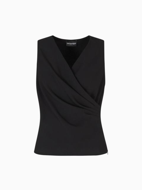 EMPORIO ARMANI FLUID CRÊPE TOP WITH DRAPING