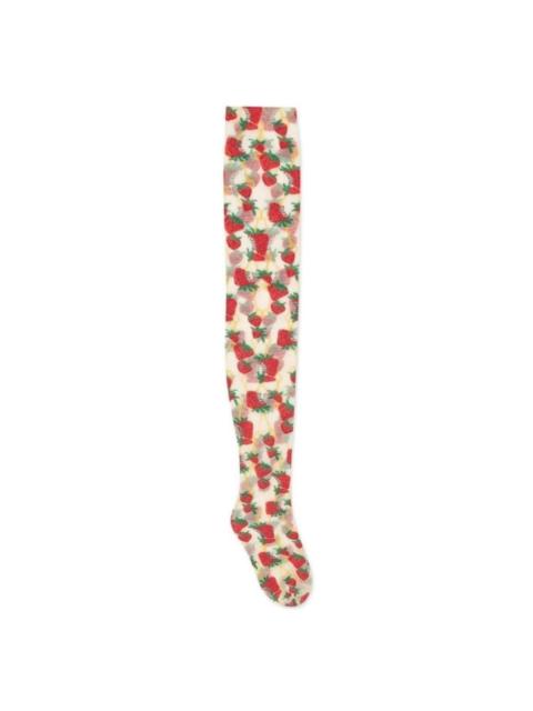 GUCCI White Strawberry Logo Horse-bit Tights