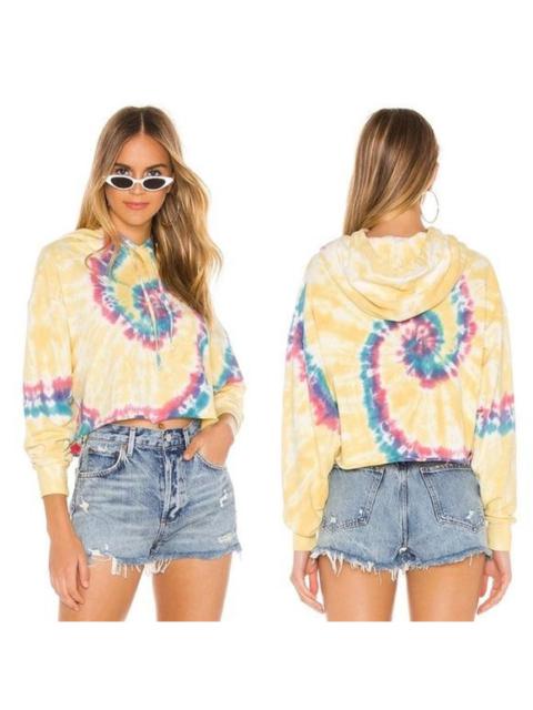 Other Designers Daydreamer x REVOLVE Yellow Tie Dye Multi Colored Cropped Hoodie