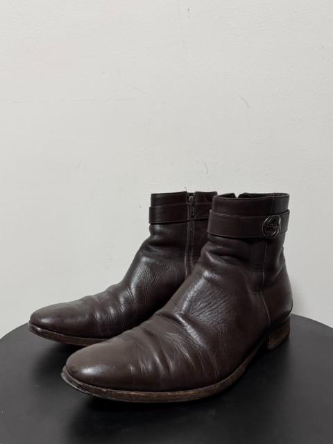GUCCI Gucci Double G Zip-Up Dark Brown Boots by Tom Ford