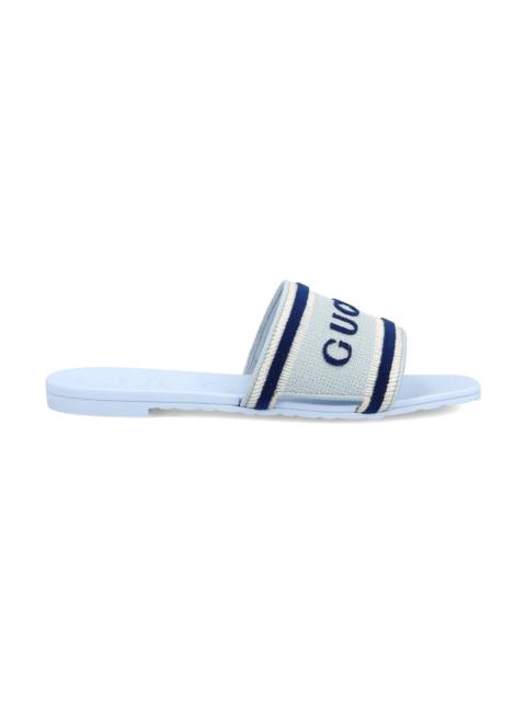 GUCCI Gucci logo Striped Slide Sandals