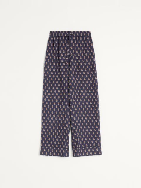 LIGHTWEIGHT CUFFED LINEN PANTS WITH VOYAGE IMAGINAIRE PRINT