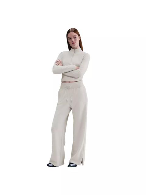 Nike Women's Sportswear Phoenix Plush High-Waisted Wide-Leg Cozy Fleece Pants - Beige